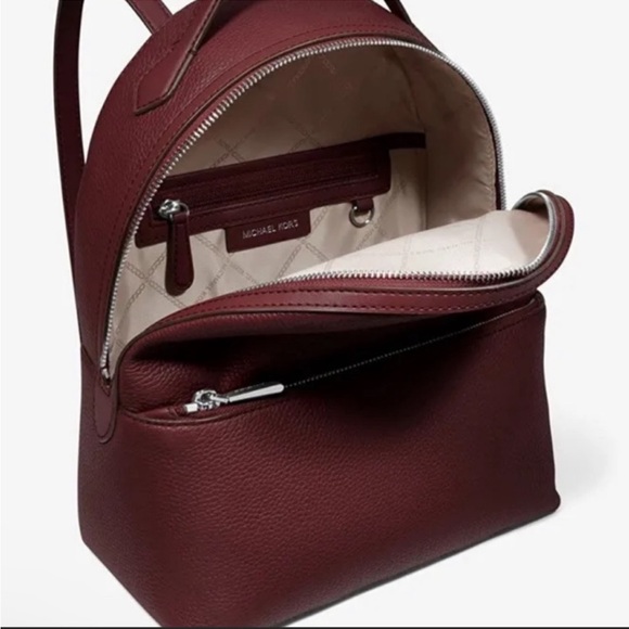 Michael Kors Valerie Medium Pebbled Leather Backpack and Wallet Set Merlot - Picture 8 of 15